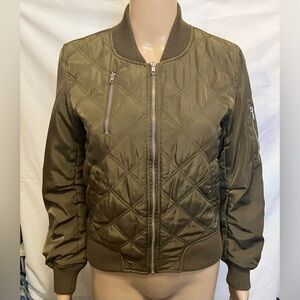 Juniors Small Navy Green Bomber Papaya